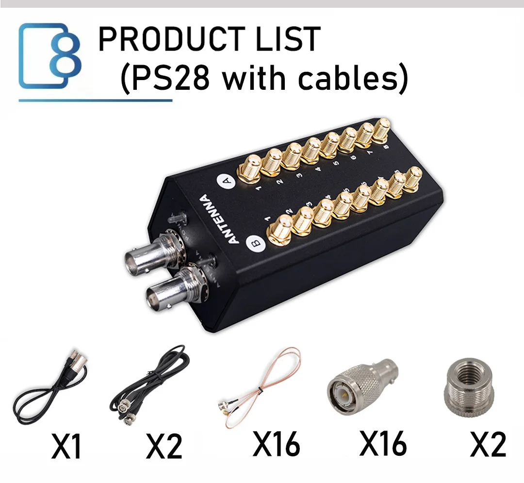 Betagear 8 Channels Antenna Distribution System PS28 Pro Audio RF Distributor Signal Amplifier Wireless 450-950Mhz RF Multi SMA 