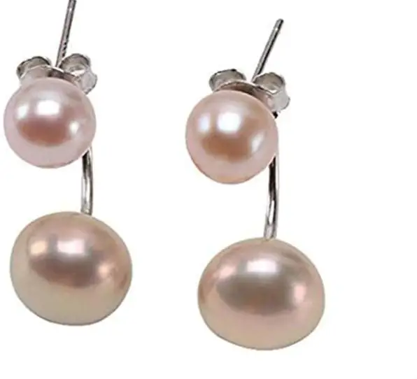 

Unique Pearl Jewelry 925 Sterling Silver Stud Earrings 6-9 mm Lavender Freshwater Cultured Pearl Dangle Earring Women Gift