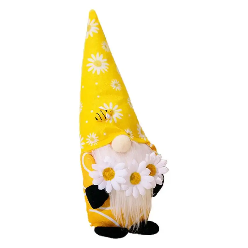 

Spring Gnomes Faceless Dwarf Plush With Sunflower Elements Wear-Resistant Bee Decoration Gnomes Plush Toy With Wings And