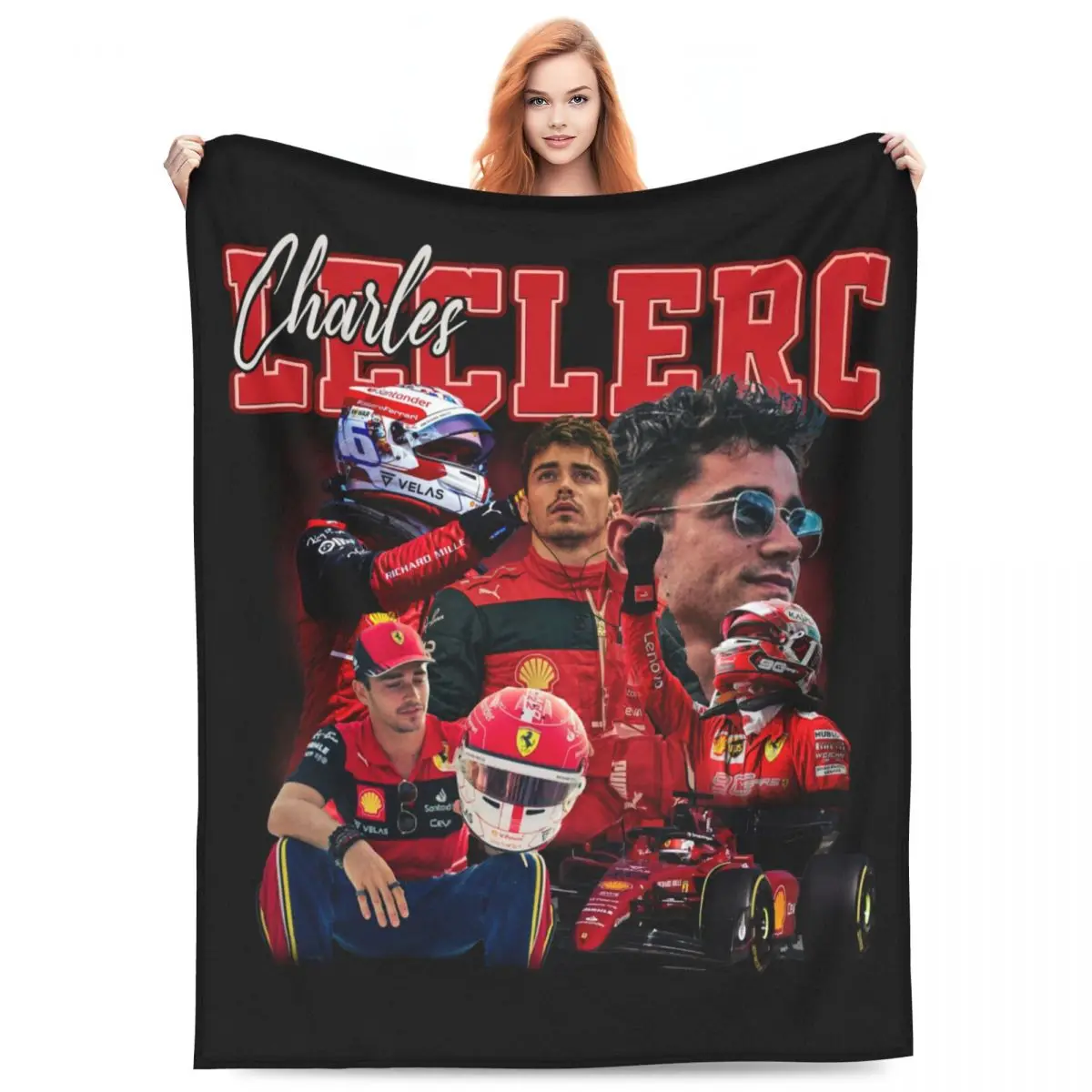 Multifunzione Charles Leclerc Coperta Merchandise Sofa Decorativo F1 Racing Driver Coperte Da Tiro Morbida Flanella Per I Viaggi