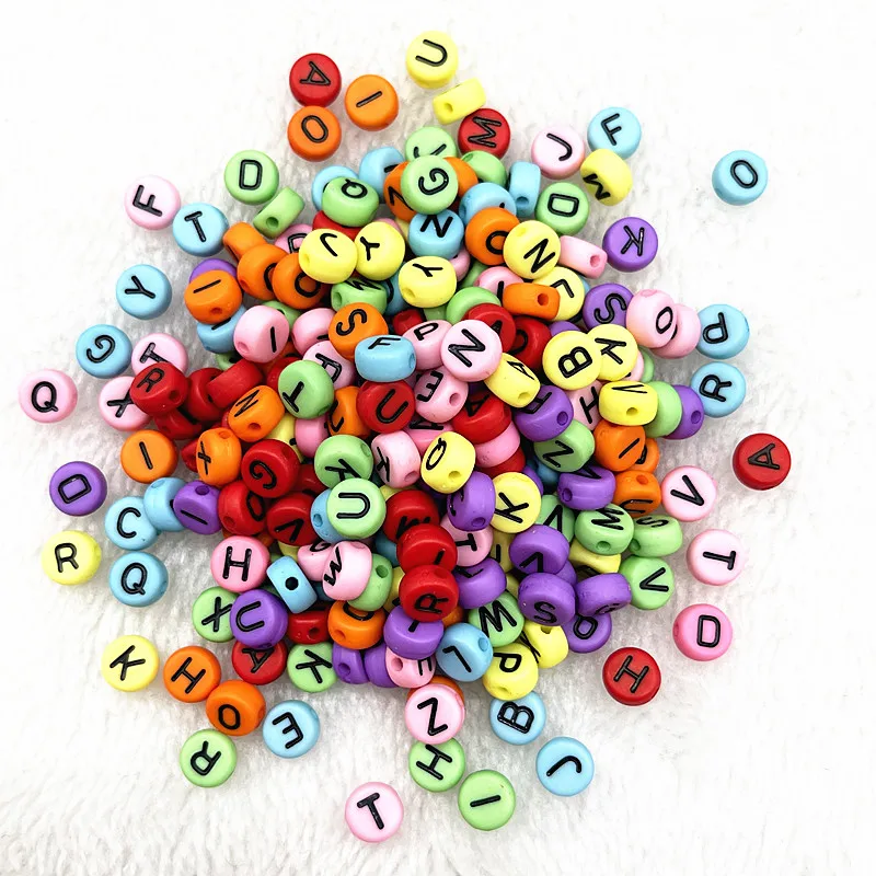100pcs 7x4mm Letter Beads Round Shape Beads Alphabet Letter Charms for Making Jewelry Diy Handmade Bracelets Accessories