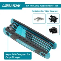 LIBRATON 8 in 1 Folding Allen Wrench Set Metric Allen Key Set Tool Or Folding Tamper Proof Torx Key Set Portable Star Wrench Kit 4