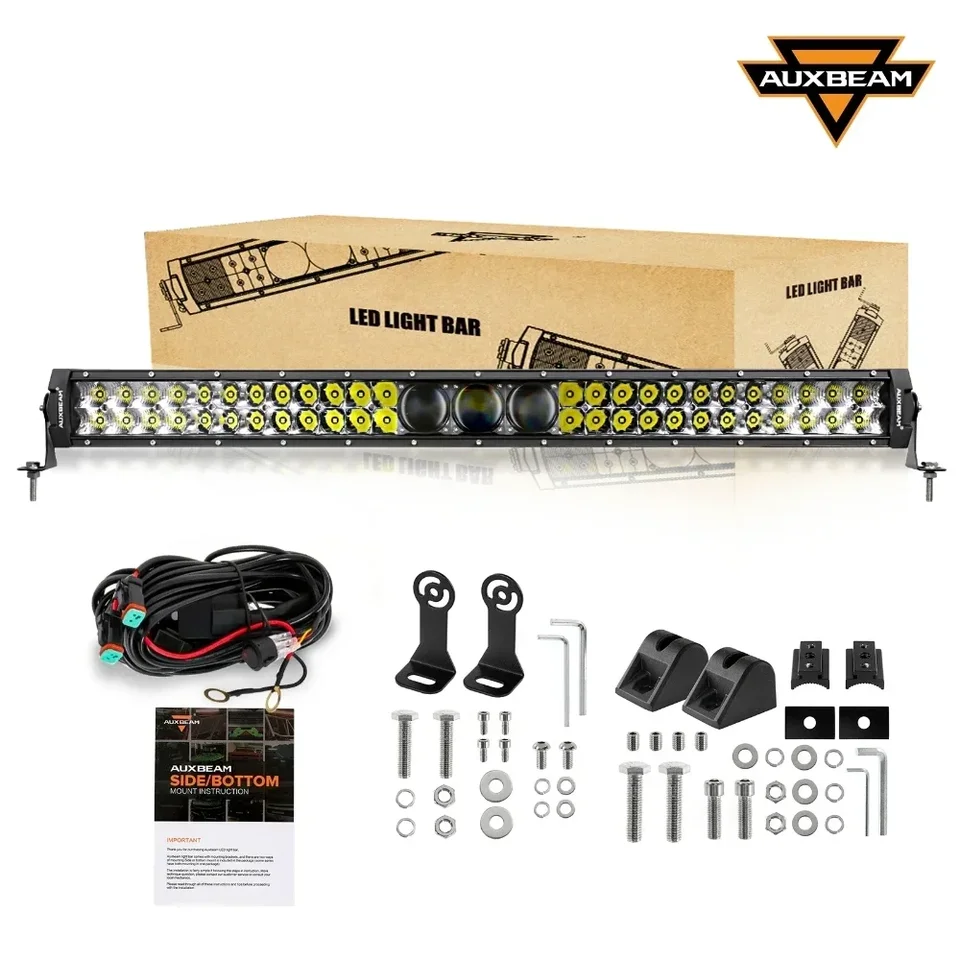 AUXBEAM 12-32 インチ LED ワークライトバー ワイヤーハーネスキット