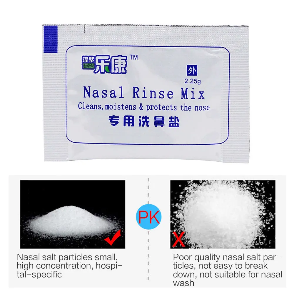 Nose wash cleaner 60/50 Bags Nasal Wash Salt 2.25g for 70ML Nose Cleaner allergic rhinitis children