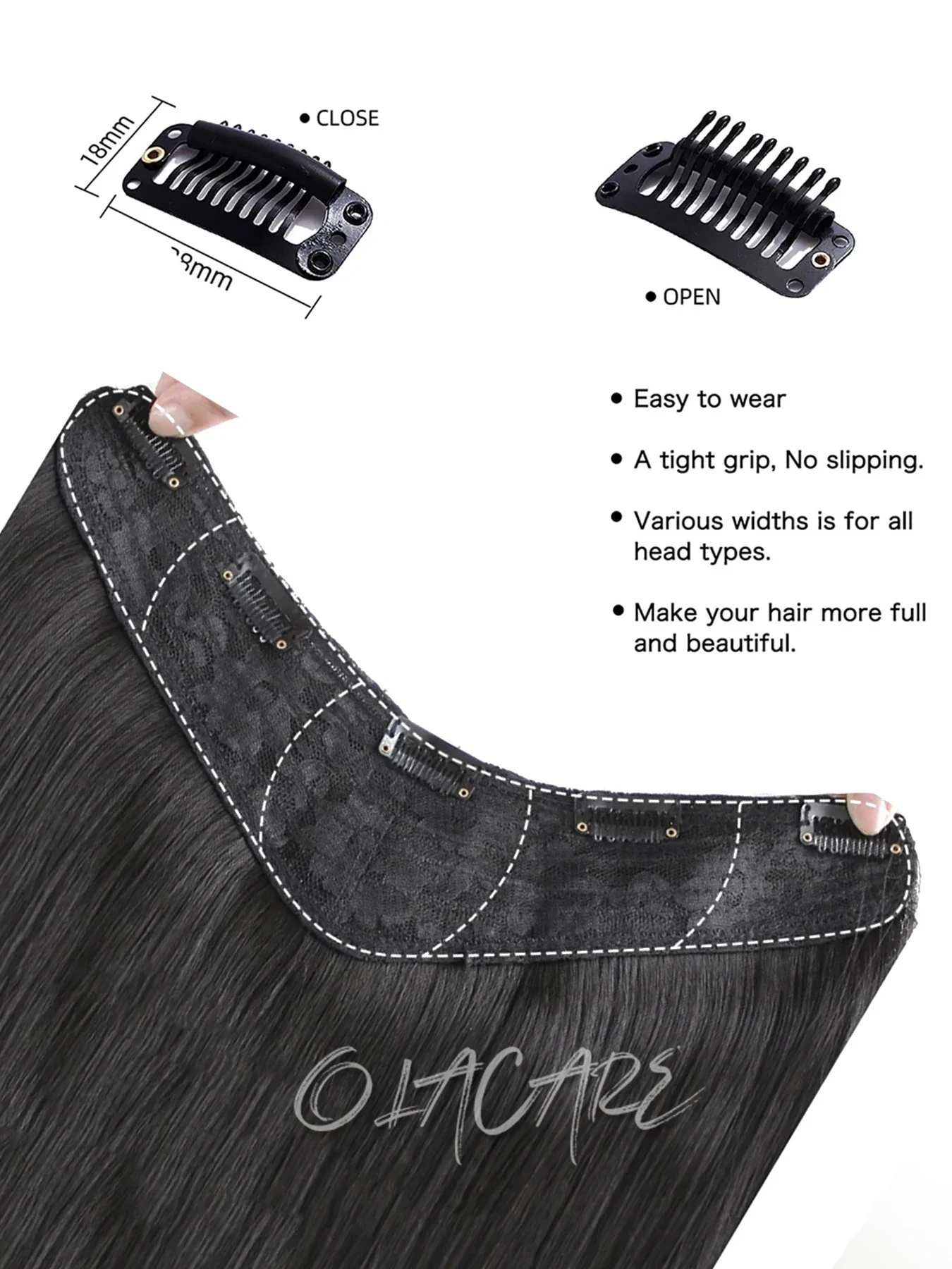 Synthetic Curly Wavy Hair Extensions For Women Black Brown Grey