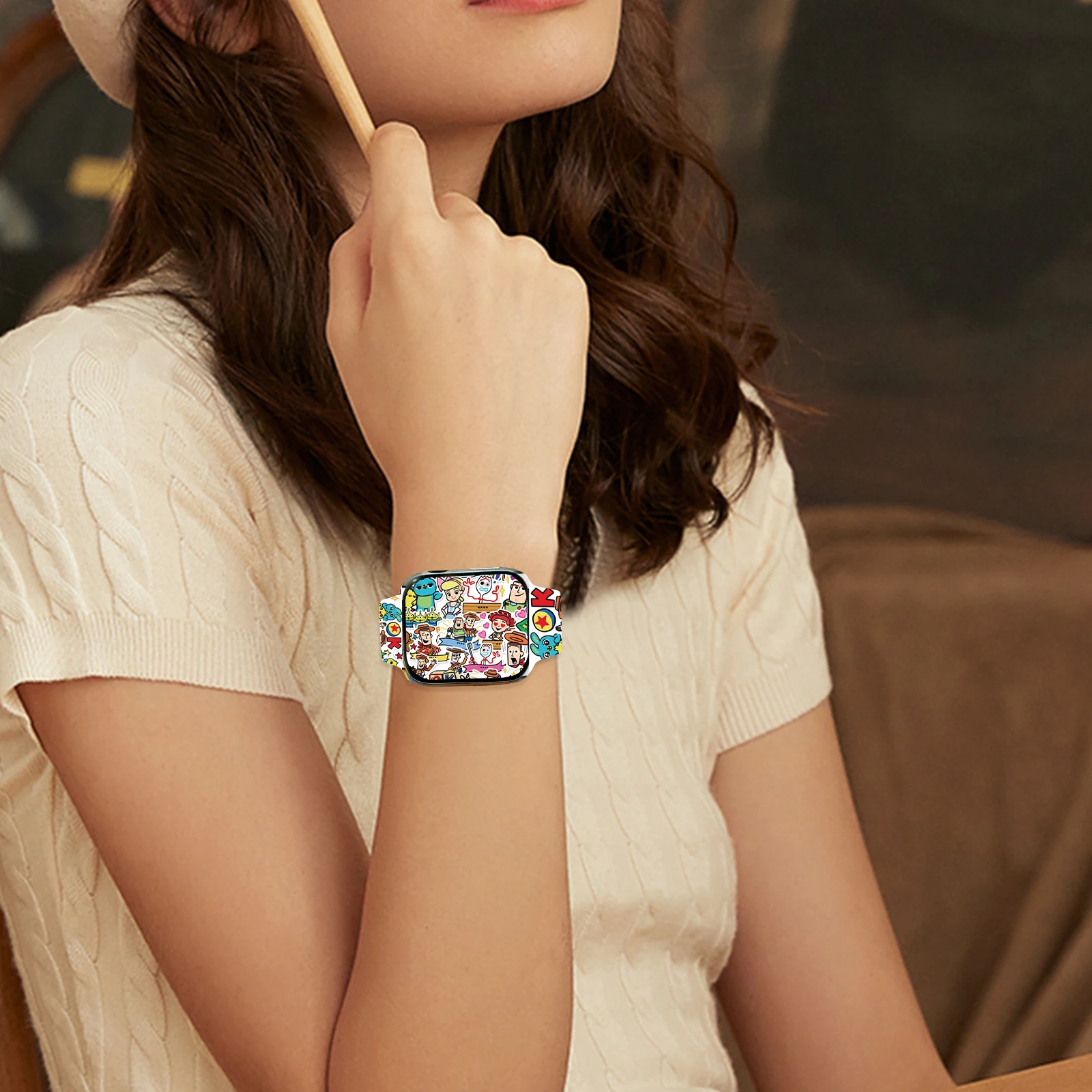 디즈니 토이 스토리 인쇄 스트랩 Apple Watch 10 9 8 7 iWatch 용 실리콘 밴드 교체 가능 팔찌 46mm 44mm 42mm 41mm 40mm