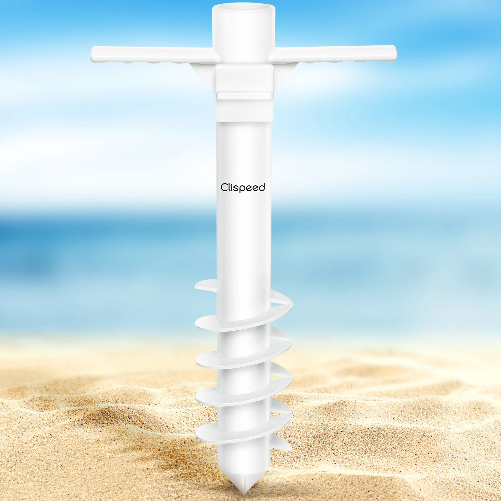Umbrella base Clispeed 5 Spiral Plastic Beach Umbrella Stand Anchor Sand Holder Wind Resistant Wear Resistant Long Lasting Umbrella Base Stand