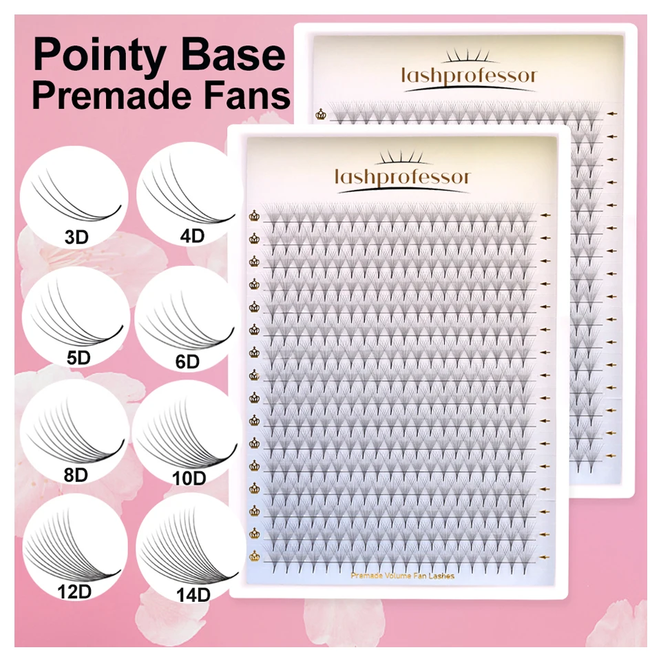 Lashprofessor 320Fans 8D/10D/12D Sharp Slim Stretto Stelo Premade Volume Fan Lash Sottile Base A Punta Mix False Lash Extension Cilios