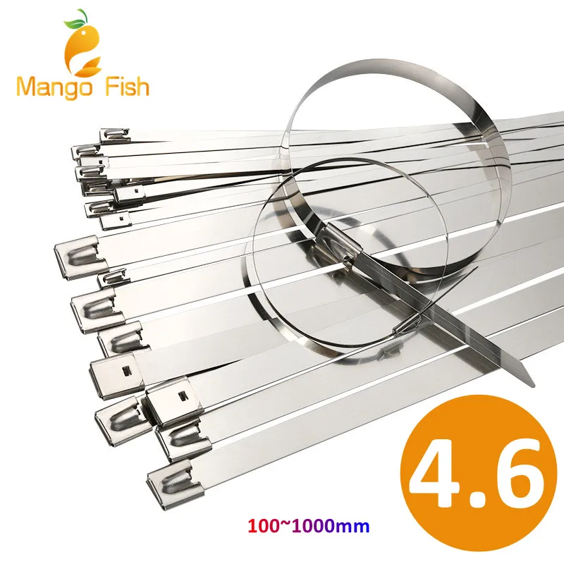 10 20 50 100 Pcs 4.6mm 0.18 inch Ball self locking 304 Stainless Steel Cable Ties Exhaust Wrap Coated Locking Metal Zip-Exhaust