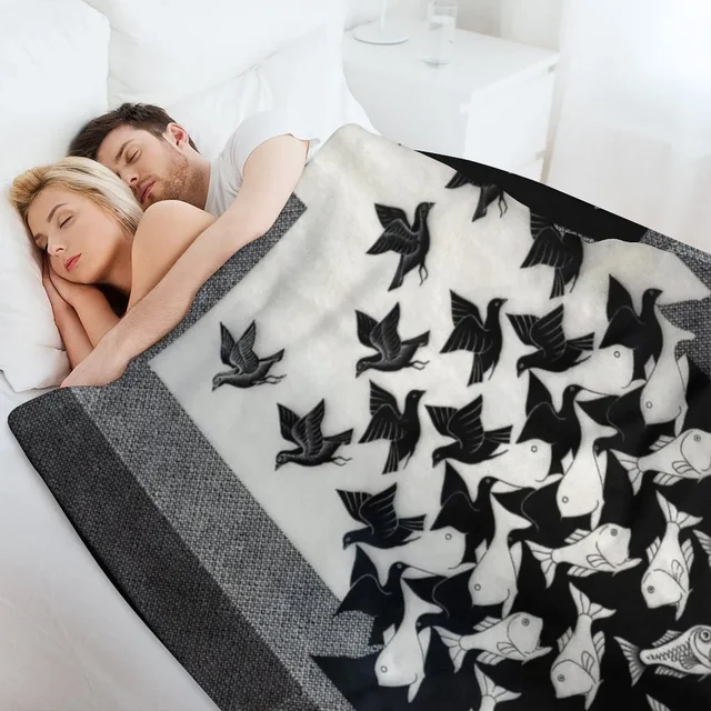 Sky and Water II Throw Blanket – Giant Sofa & Bed Linens Inspired by M.C. Escher 4