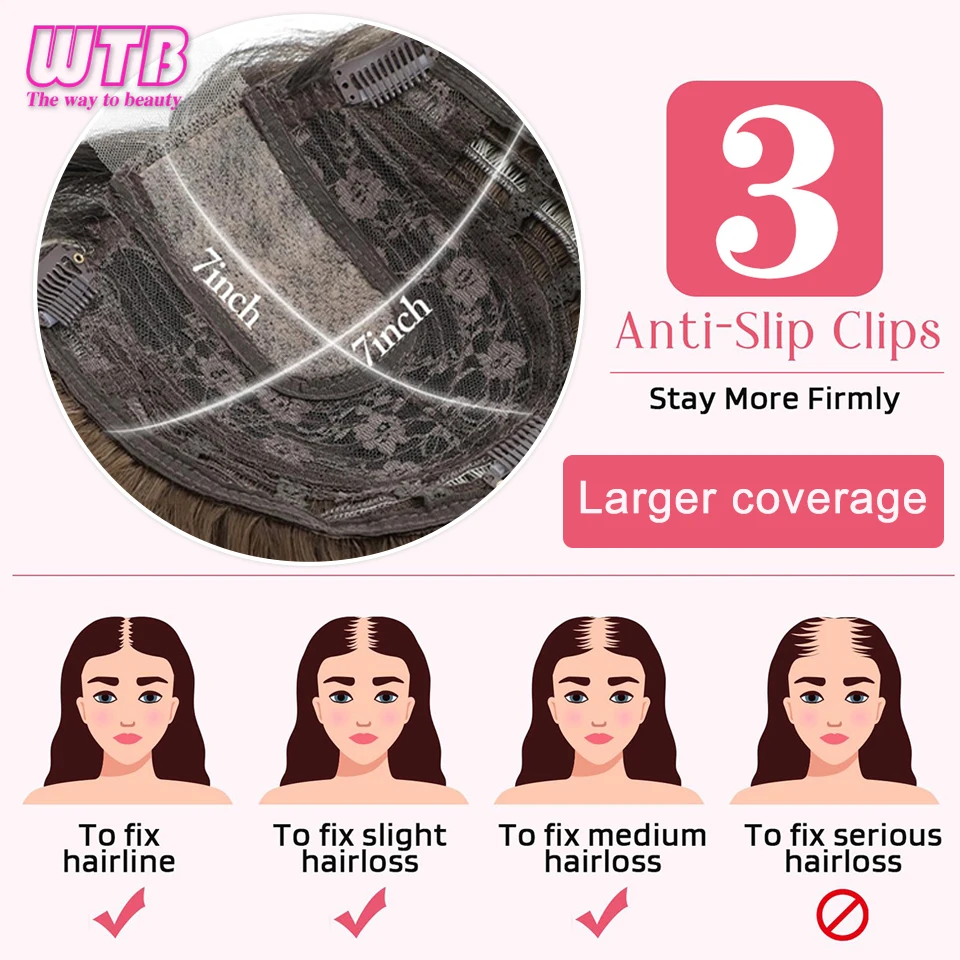 22 inches Synthetic Topper Wigs Wavy Hairpin Clip On Top Of Woman's Head Hair Extension Piece Naturally Curly black