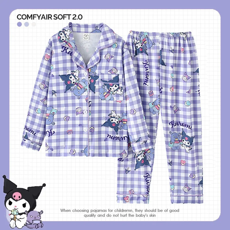 

Детская Пижама, милый аниме, Cinnamoroll Kuromi, мой мелодия, отложной воротник, брюки с длинными рукавами, детская одежда для отдыха, Gifr