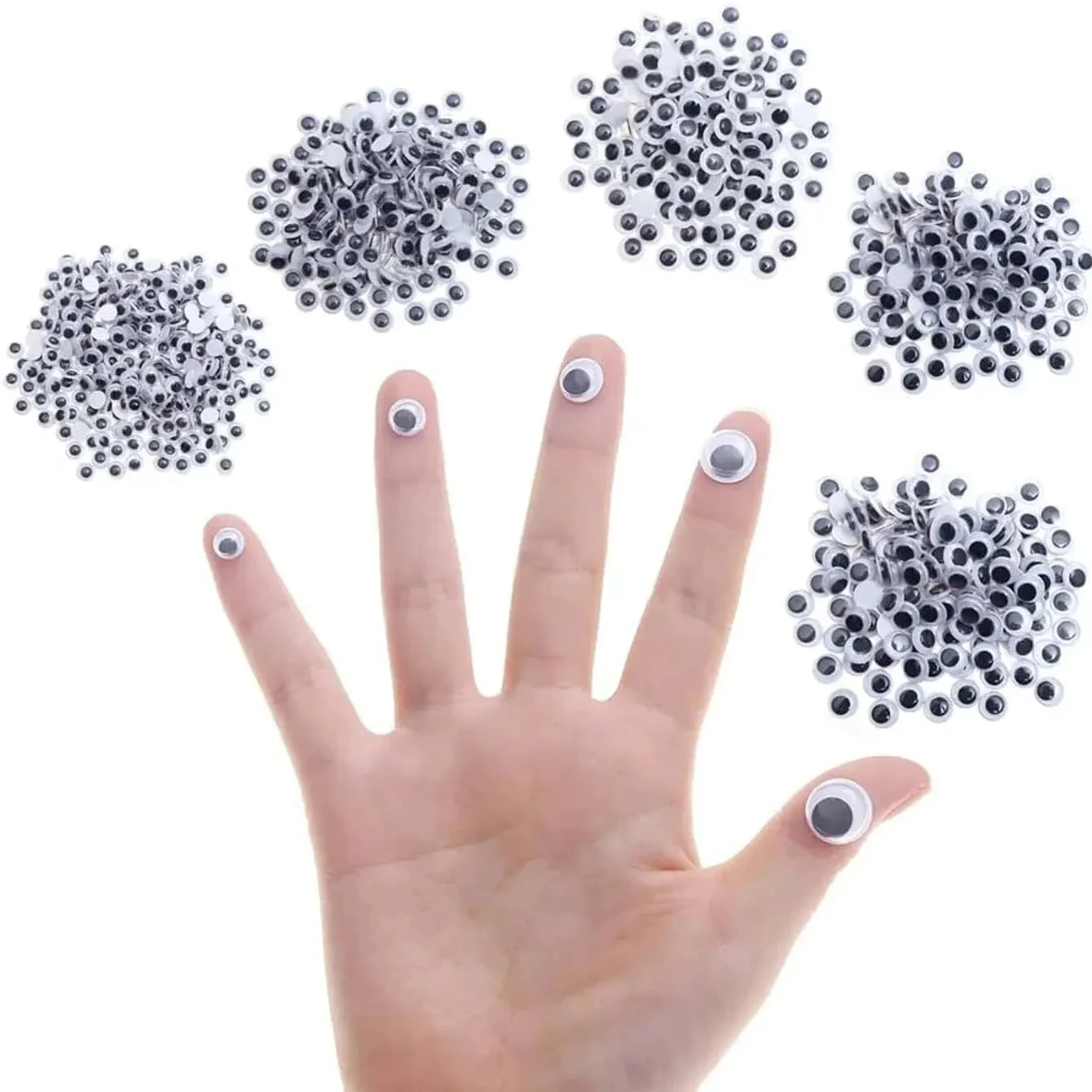 Swing Eyes 500pcs Self-adhesive Black White Goose Eyes for DIY Crafts Decoration