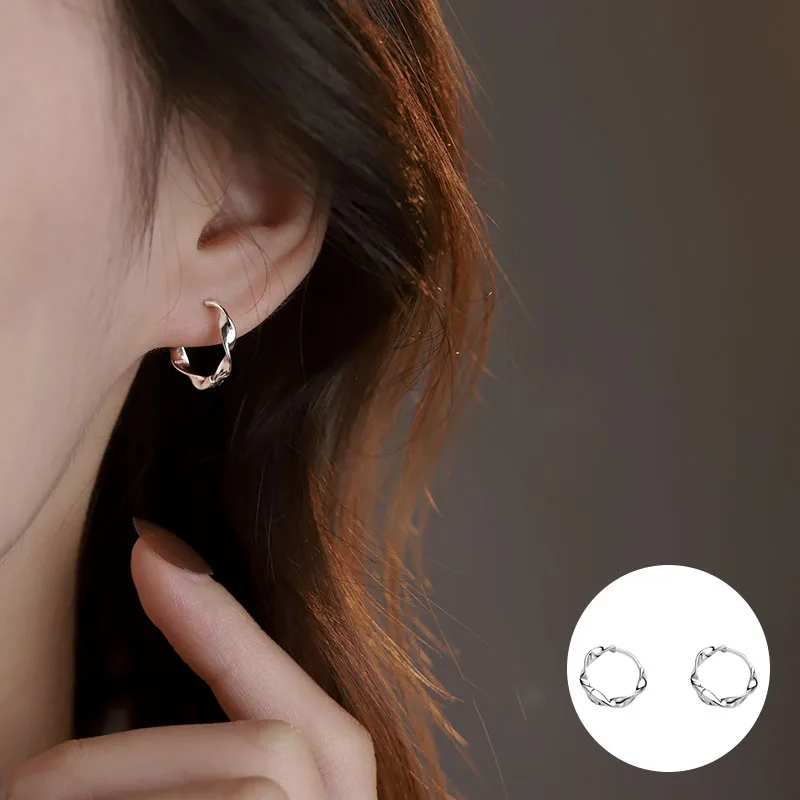 100% 925 Sterling Silver Irregular Earrings for Women Girl Mobius Strip Fashion Simple Twisted Jewelry Party Gift Dropshipping