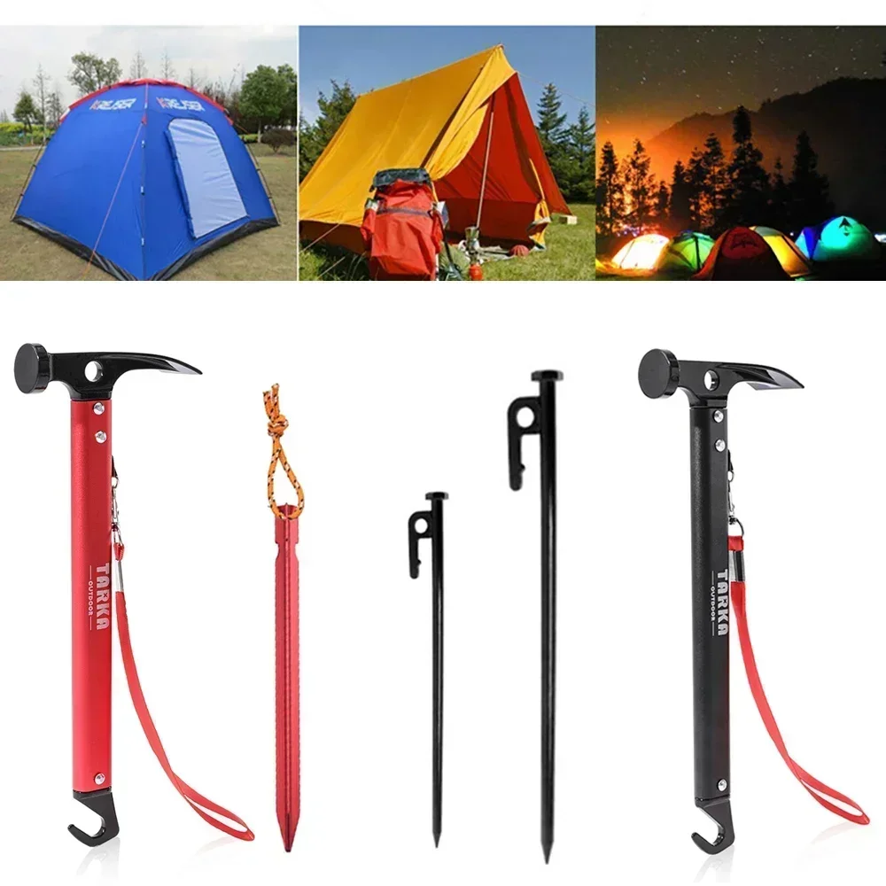 TARKA Camping Hammer Tent Pegs Set Lightweight Hammers Trap Tent Stakes Camping Hammer Nails Outdoor Gadget Accessories camping tent accessories tent pegs camping tent fasteners