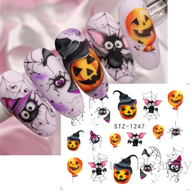 Luminous Halloween Nail Art Stickers 3D Spooky Sliders Glow Dark Pumpkin  Evil Eye Spider Skull Snake Polish Holiday Decoration - AliExpress