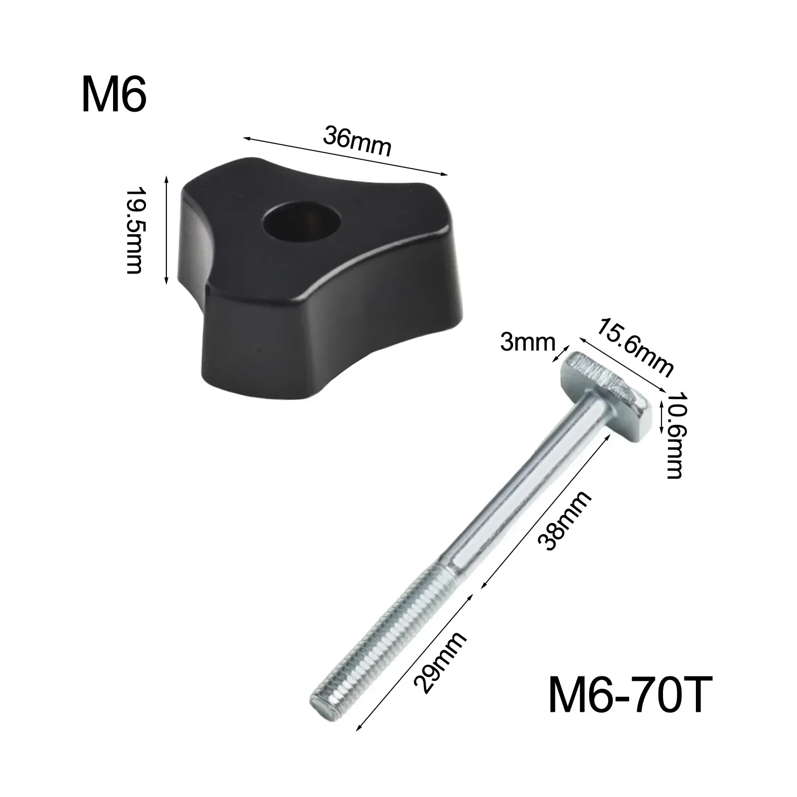 4 Pcs M6 Thread T-Track Bolts Knobs Screw Nut Set Clamps Fastener Woodworking Bench Jigs For Carpentry Hand Tools Accessories
