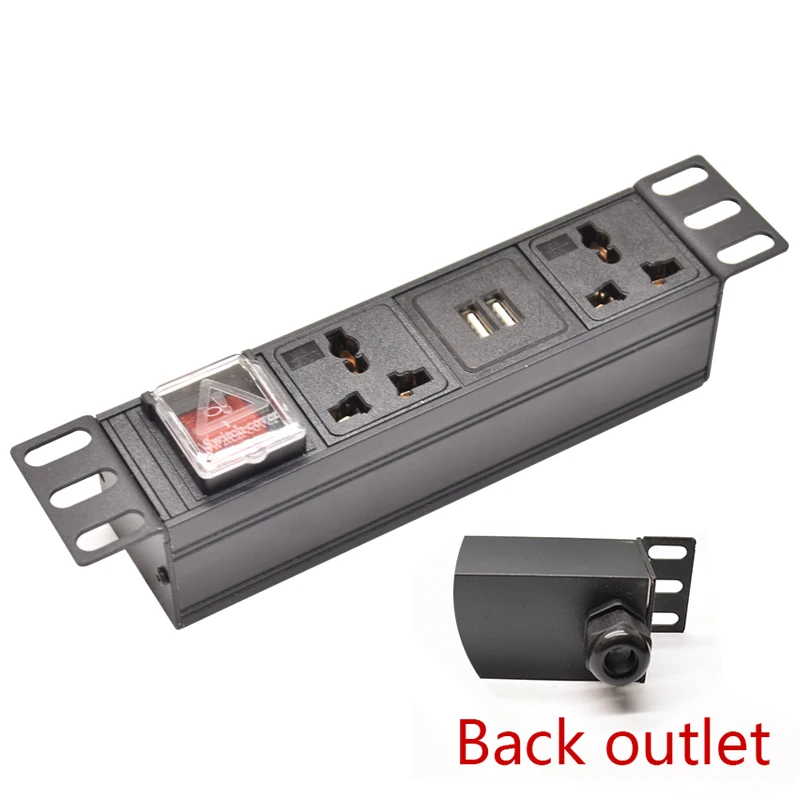 

Hidden Embedded installation Desktop Electrical Socket Power Strip 2Ways Universal Outlets 2USB Ports Aluminum Shell