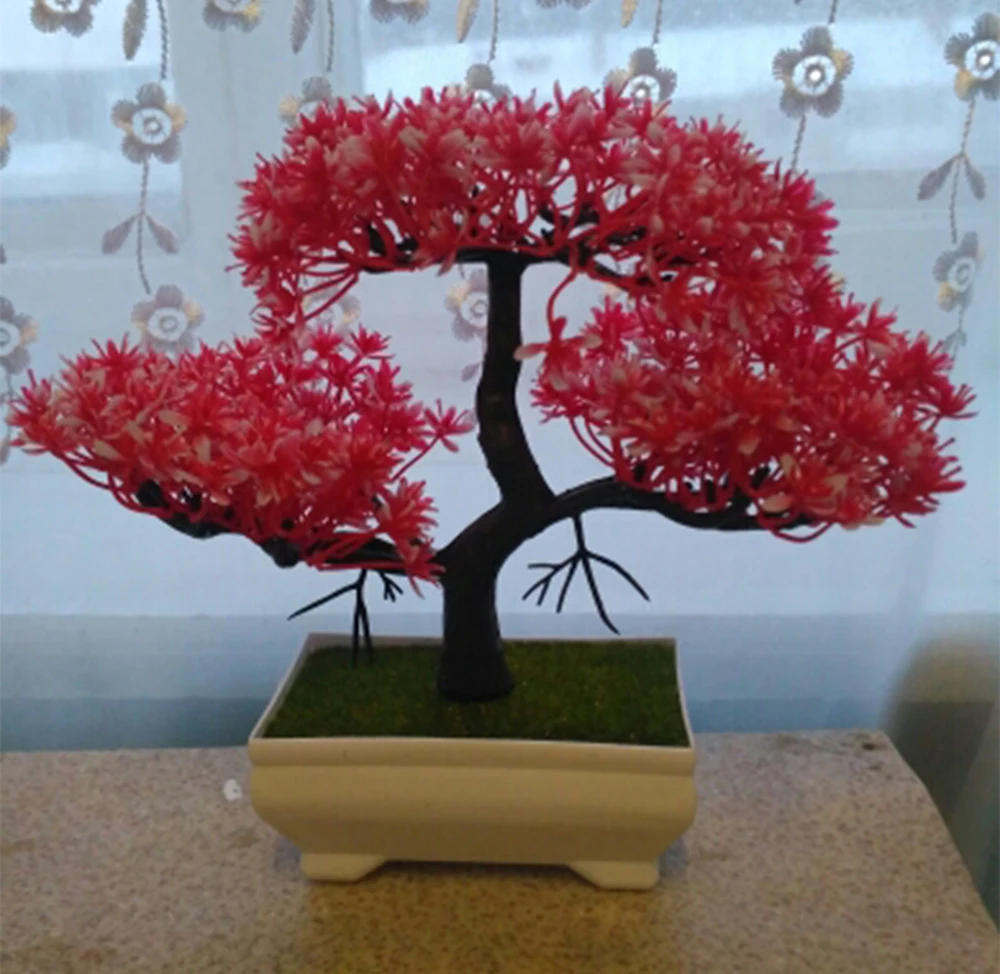 Artificial Plant Artificial Flower Home Decor Bonsai Tree Pot Plant Fake Flower Potted Ornament For Home Room Garden Decoration 2