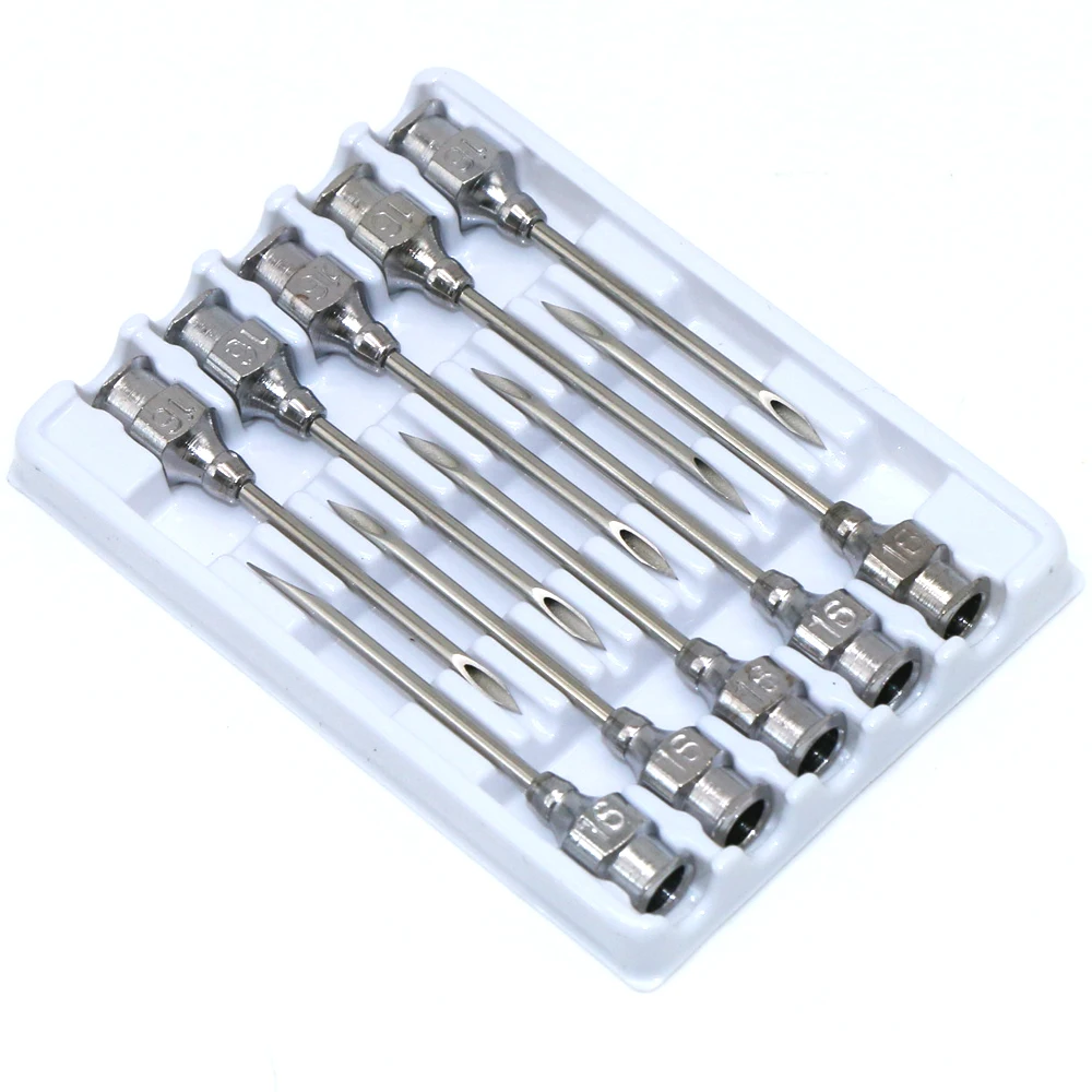 animal injection needle 10pcs Stainless Steel Veterinary Syringe Needles Injection Vaccination Vet Tools Pigs Cow Sheep Bird Bovine Farm Animal Supplies