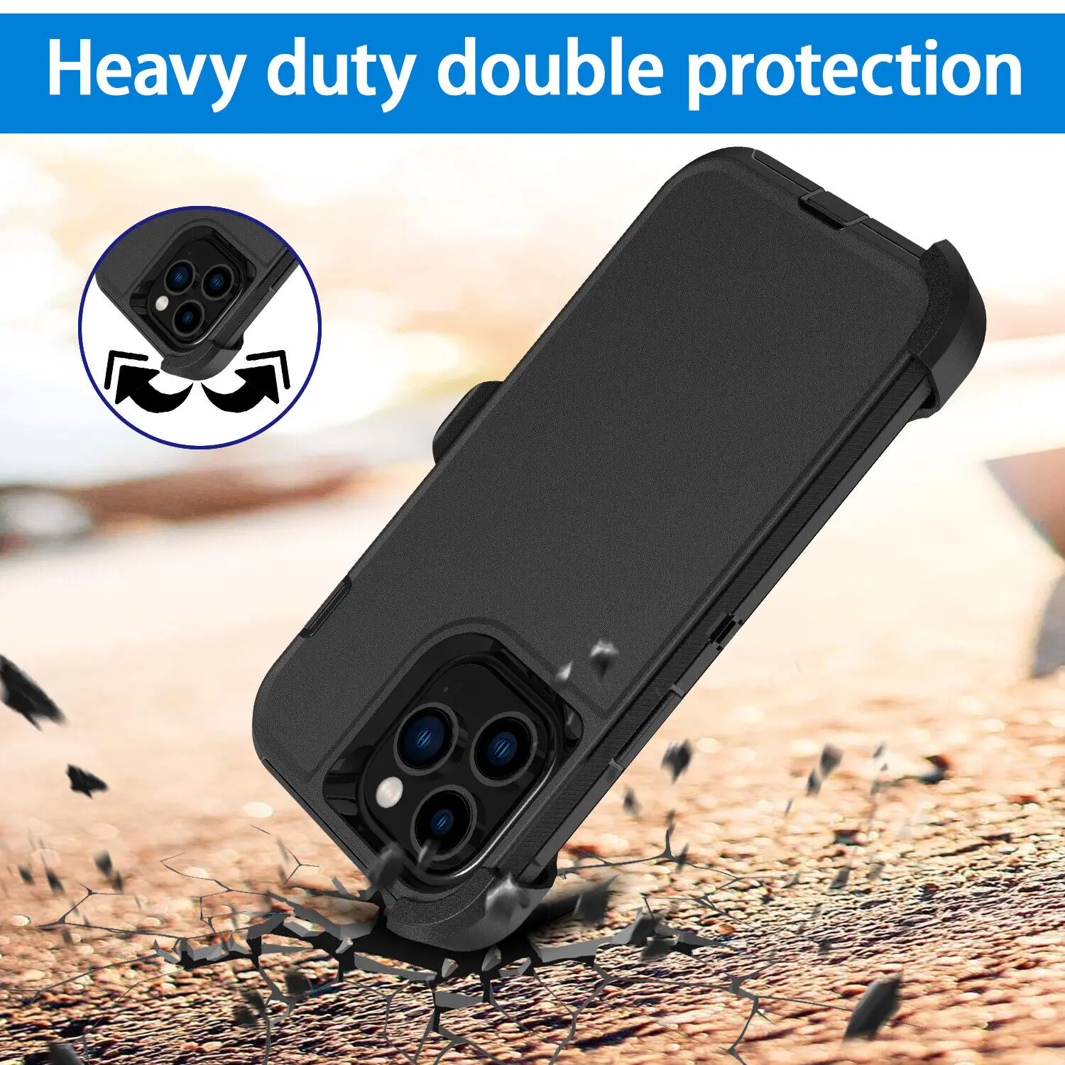 Hybrid Impact Shockproof Protective Armor Case with Belt Clip Holster