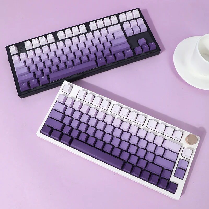 

Purple Gradient keycaps OEM Profile Backlit Transparent Keycap PBT Side/Top Print Mechanical keyboard Keycap For MX Switches