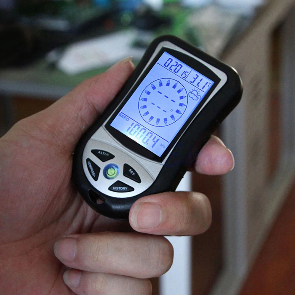 

1 шт. ручной многофункциональный компас PocketCompass поставляется со шнурком, высотомером, барометром, термометром, прогнозом погоды для кемпинга