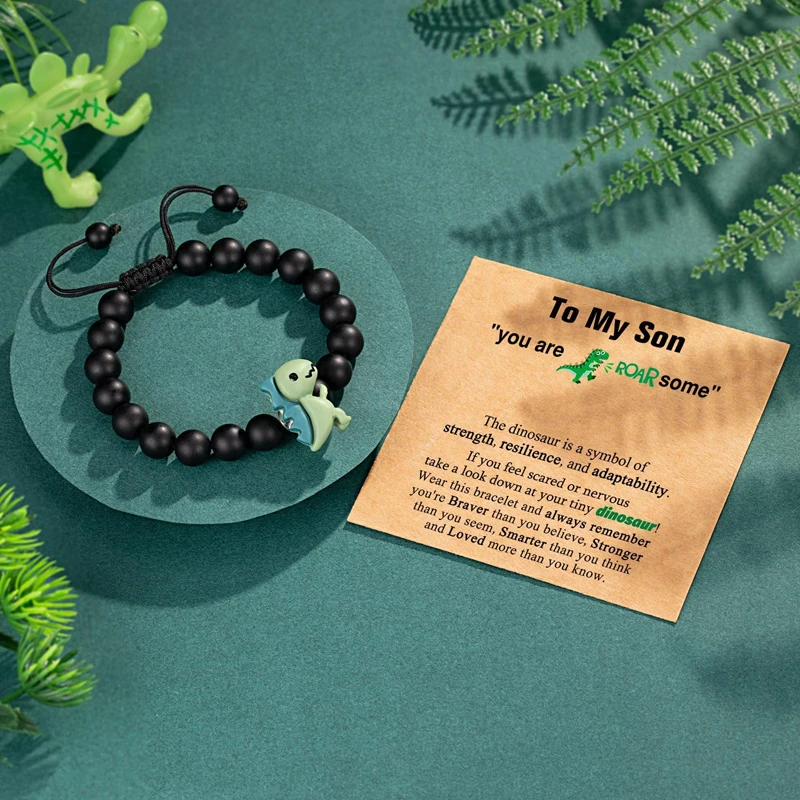 Pulsera Para Hijo Pulseras A Juego Madre E Hijo/a - Diseño Dinosaurio, Ajustables - Regalo Para Primer Día De Colegio Regalo Primer Dia Escuela Ajustable