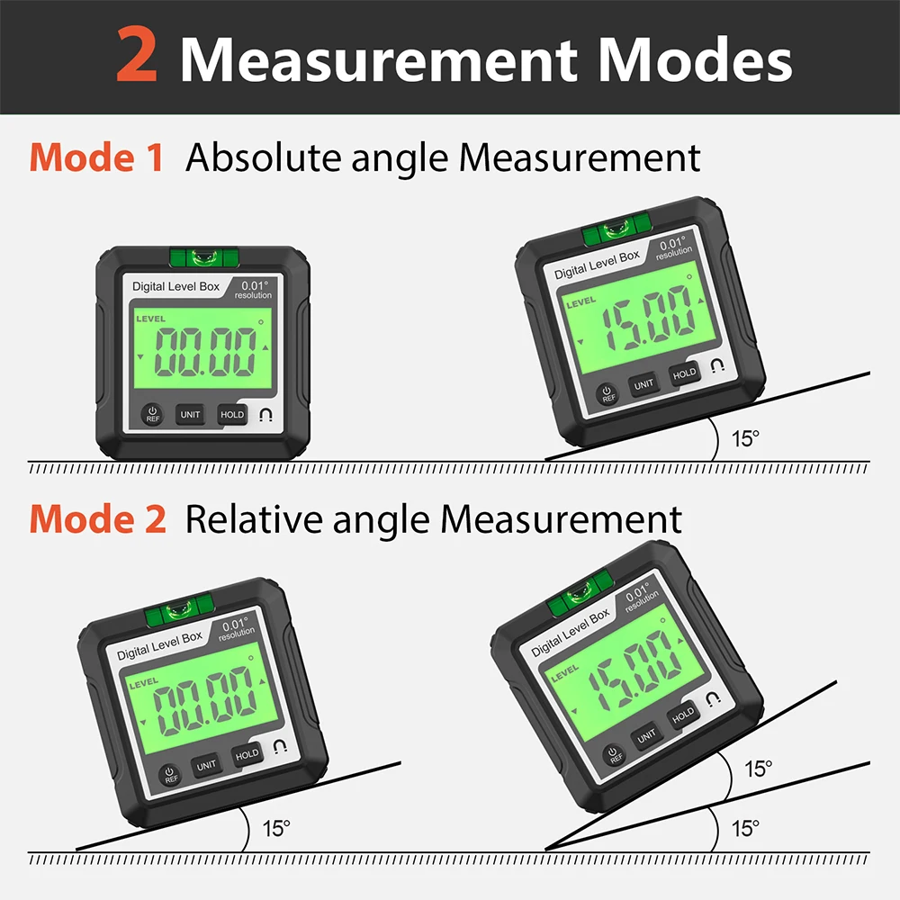 Mini Digital Angle Meter 4*90° Inclinometer With Magnetic Base Level Finder Protractor Angle Ruler Measuring Tool 4