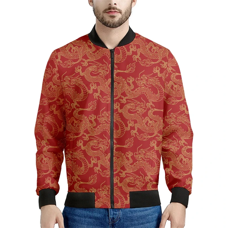 thumbnail image 1 of Sudadera con capucha y cremallera con estampado de dragón chino, chaquetas estampadas en 3D para hombre, chaqueta informal de moda con cuello alto, ropa, 1 of 5