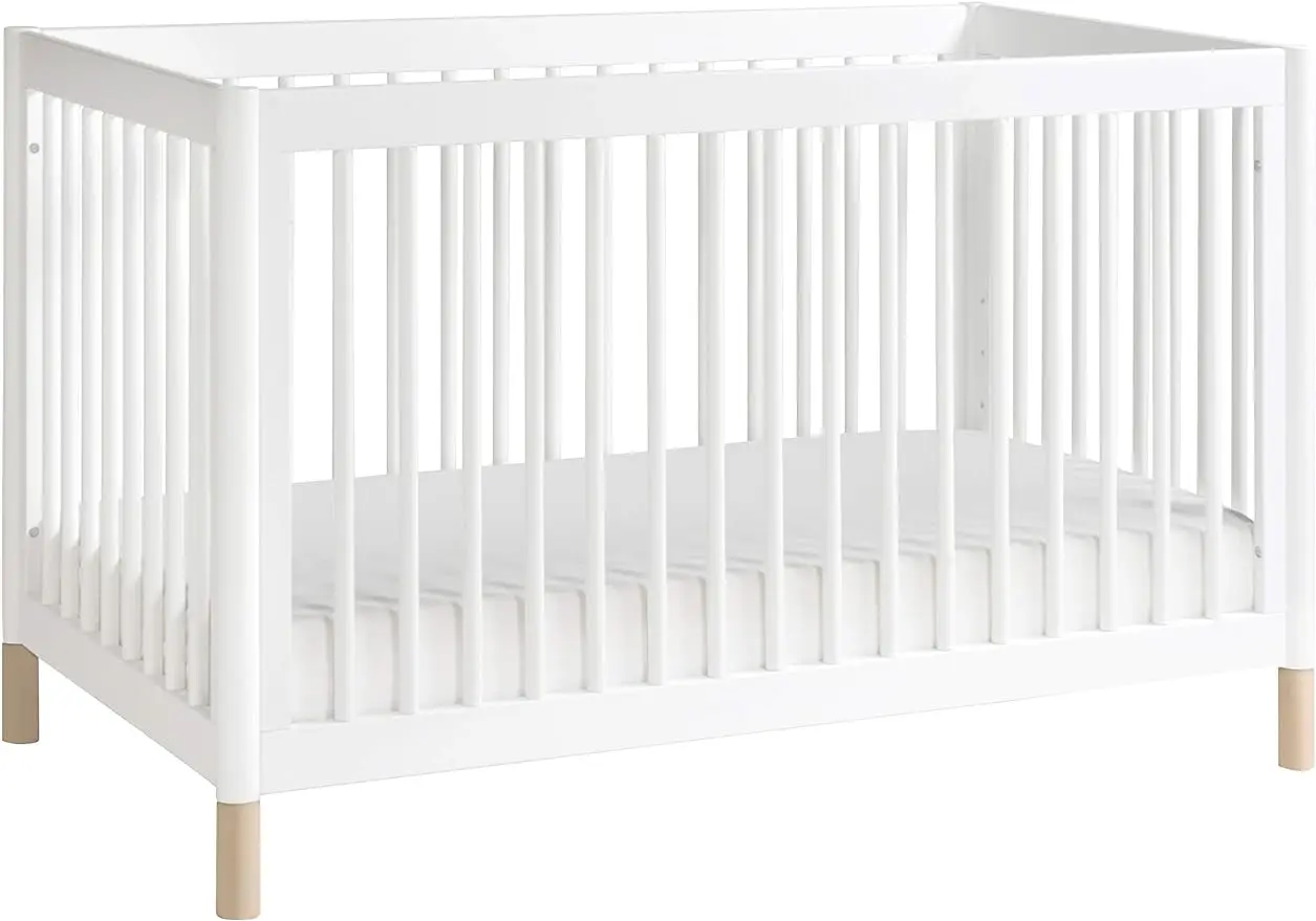 

Convertible Crib with Toddler Bed Conversion in White and Washed Natural, Greenguard Gold Certified