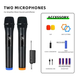 Wireless UHF Handheld Microphone for Events and Performances (Dual Channel Black)