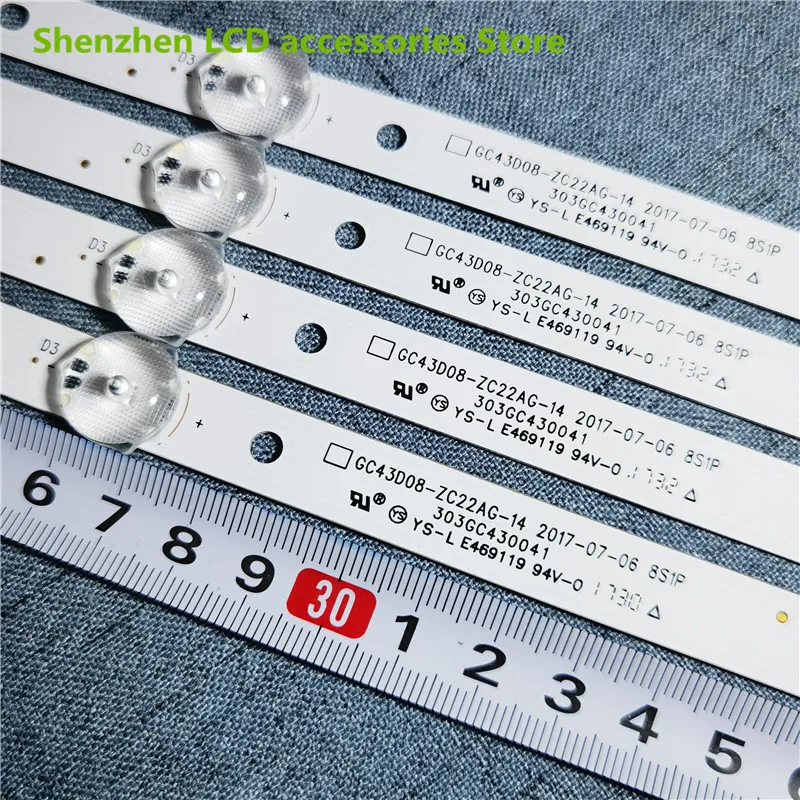 8 lamp for GC43D08-ZC22AG-17 15 23 13 303GC430044 303GC430043 un43j5200af un43j5202 857MM 43inch use aluminium 100%new 3v