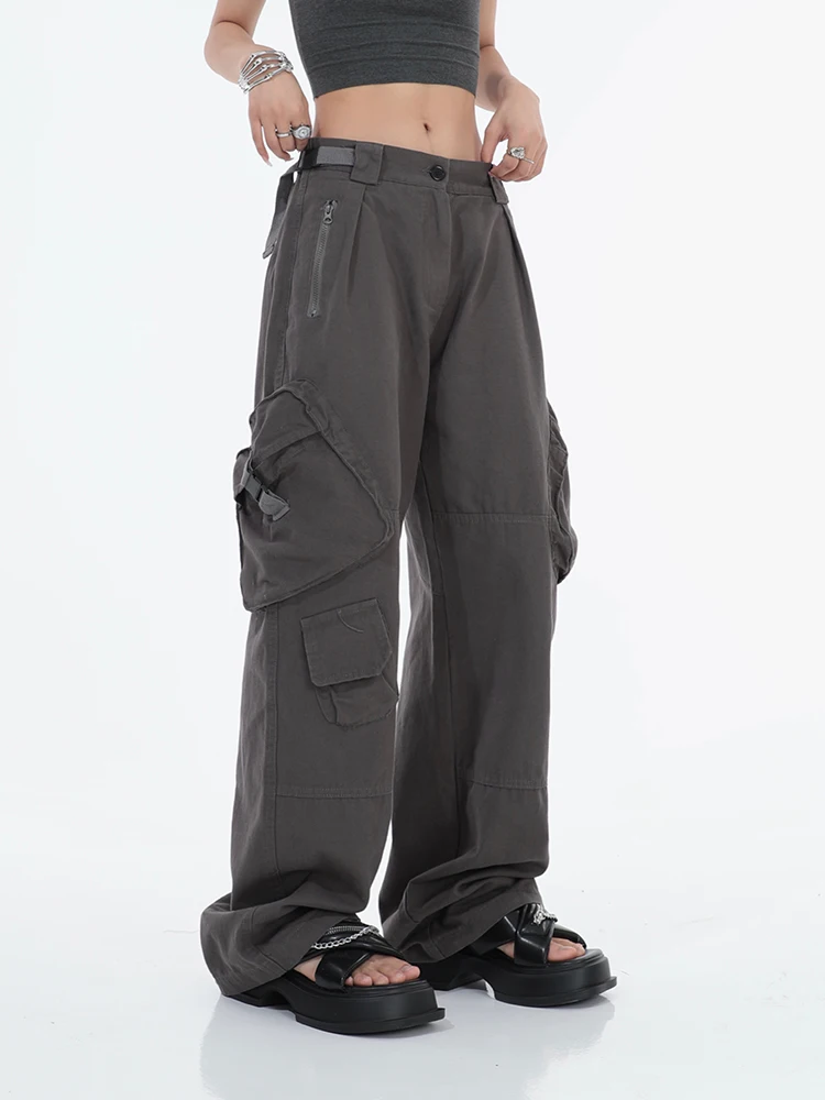 

2022 Korean Style Streetwear High Waist Streetwear Pockets Cargo Pants Womens Casual Loose Wide Leg Joggers Sweatpants Harajuku