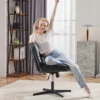 JHK PU Leather Cross Legged Office Chair Armless Desk Chair with Dual-Purpose Base Adjustable Swivel Fabric Task Vanity Home 6