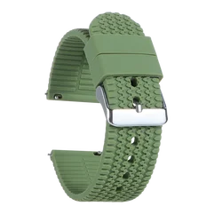 Silicone Quick Release Watch Strap - Soft Sport Waterproof Rubber Wristband Accessory - 22mm (Army Green)