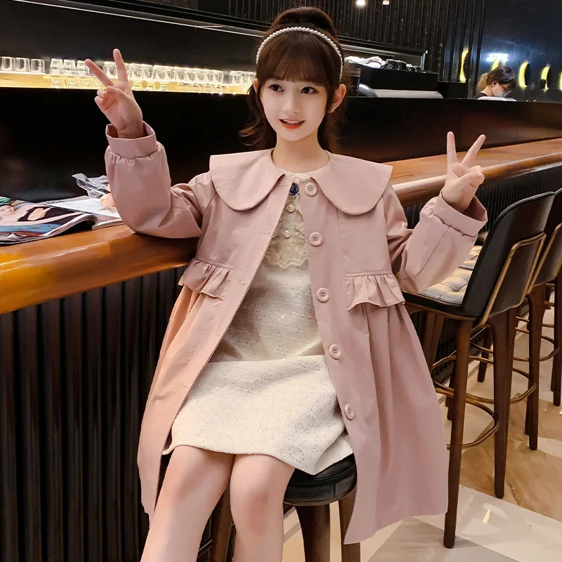 여아용 방풍 재킷, 면 겉옷, 2024 재고 용수철, 가을 야외 어린이 방풍 아동복