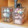4 Pack Stackable Storage Drawers,Clear Acrylic Drawer Organizers with Handles, Easily Assemble for Fridge 2