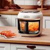 220V Visible Air Fryer Home 4.5L Glass Transparent Electric Fryer No Flip 1200W French Fry Machine Oil-free Electric Fryer 4