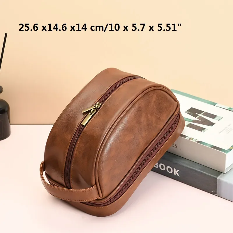 Luxury Brand Men Women Toiletry Cosmetic Bag PU Leather Large Capacity  Portable Wash Bathroom Makeup Organizer for Travel