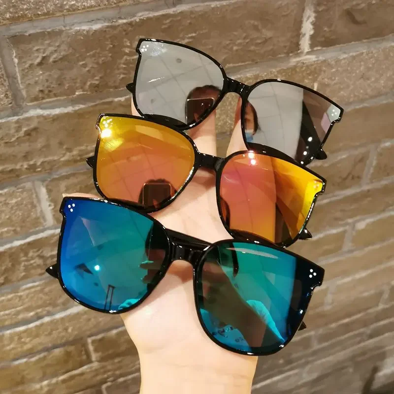 Children Shape Round Sunglasses Girl Boy Shiny coating Double Color Vintage Sunglasses UV Protection Glasses Child Goggles
