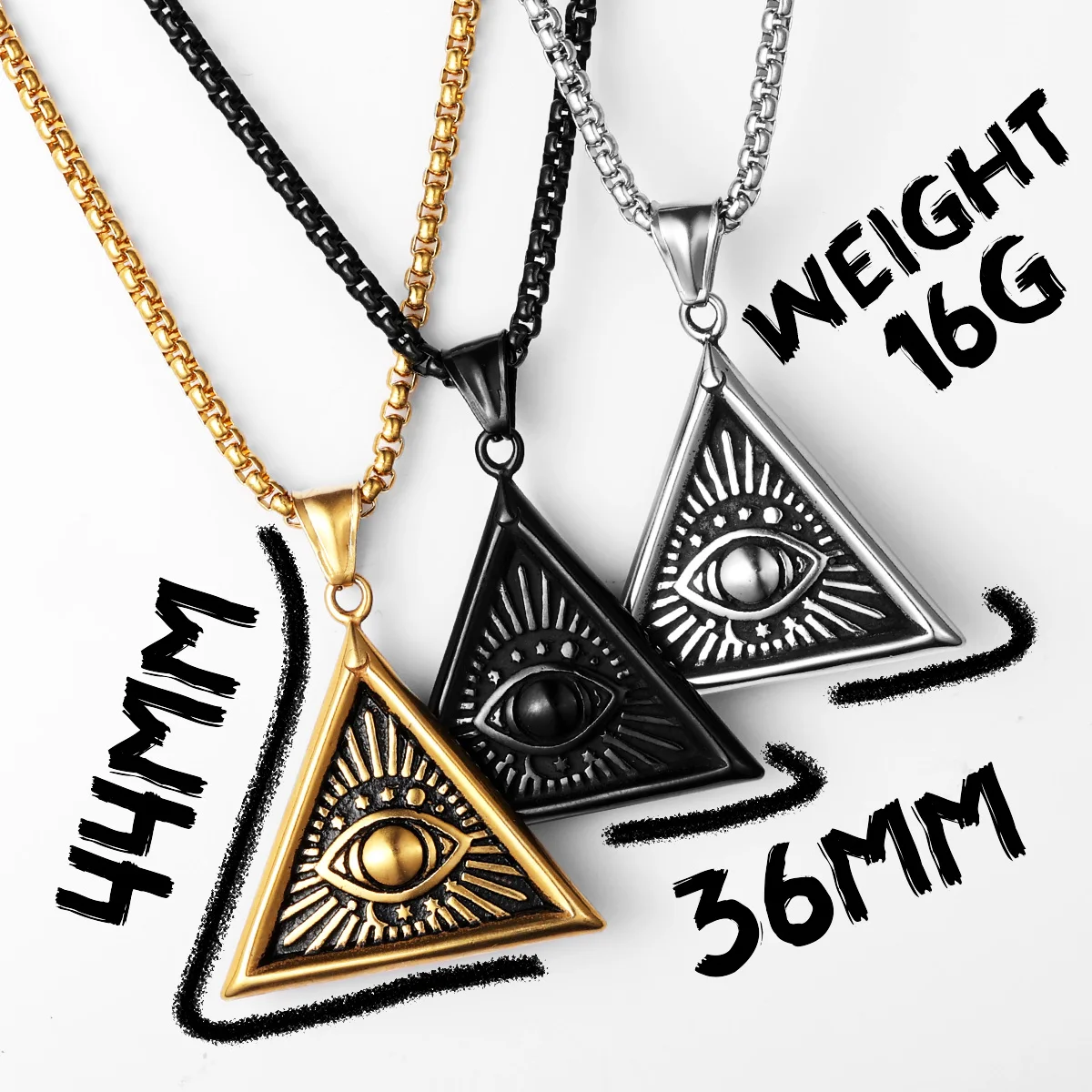 Masonic Illuminati Eye Stainless Steel Men Necklaces Pendant Chain Powerful Amulet Vintage For Women Jewelry Gifts Wholesale