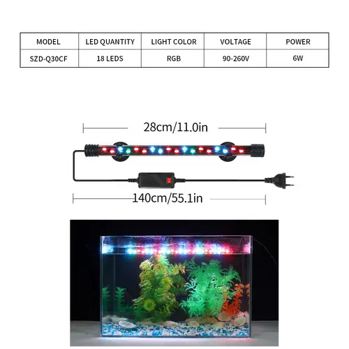 90-260V Aquarium Light LED Waterproof Fish Tank Clip Light Underwater Decor Lighting Submersible Lamp Plant Grow Lamp 18-58 CM - Image 17