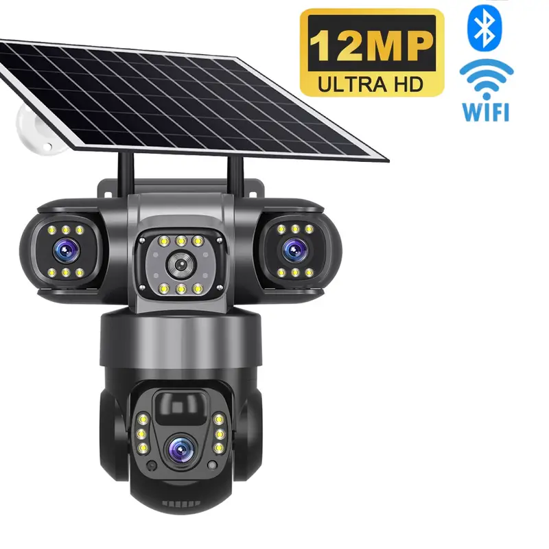 12MP HD Solar Outdoor Camera 3 Lens 3 Screen 10X Zoom CCTV Night Vision IP66 Waterproof PIR Human Detect Wifi Security Camera - Image 10