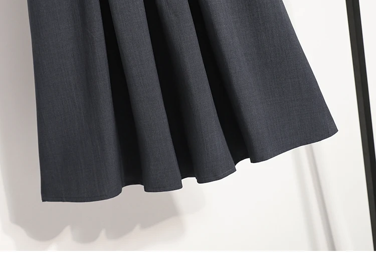 Solider, vielseitiger, mittellanger Faltenrock 2026 Plus-Size-Röcke A-Linie Maxikleid Frühling Herbst Neuer halblanger Regenschirmrock – Detail 20