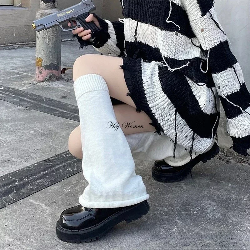 Leg Warmers Lolita Socks Cute Flared Knitted Long Warmers Foot Cover White Arm Warmer Leg Kawai Jk Autumn Calf Gaiters Sweet