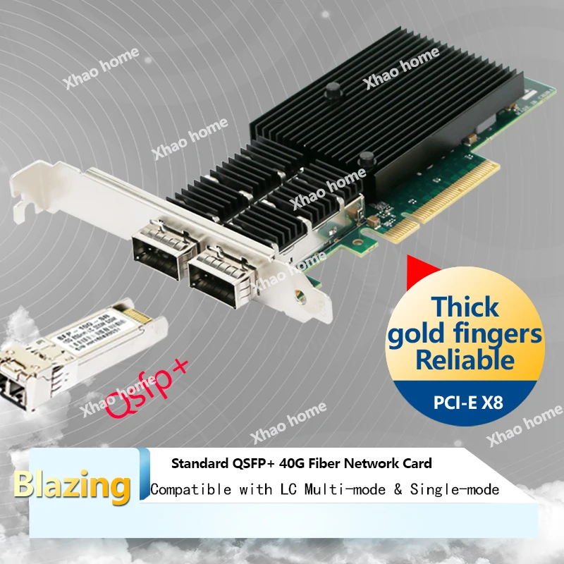 40G QSFP+ PCI-E 광섬유 네트워크 카드 서버/워크스테이션/PC 산업용 등급, Synology 및 소프트 라우터와 호환 가능