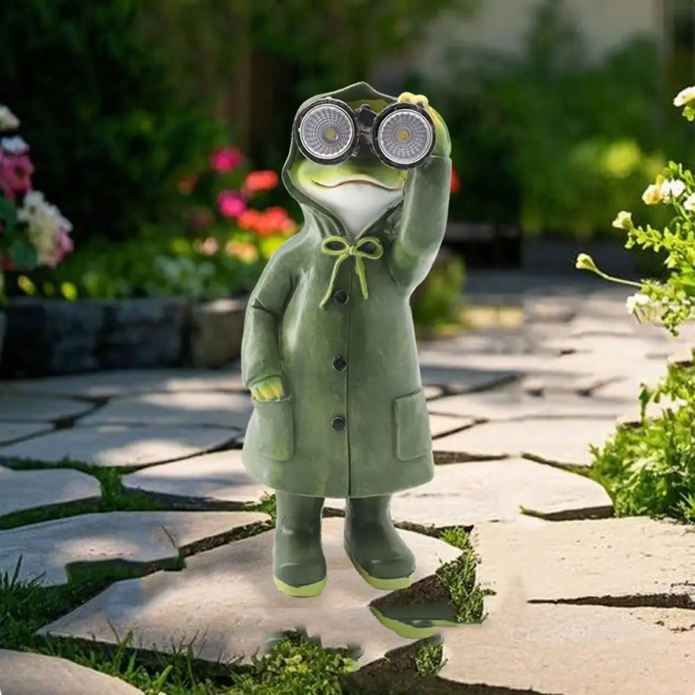 Solar Resin Frog Statue 4