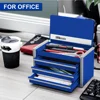 Tool Box Portable 3 Drawer Steel Stackable Tool Box with Magnetic Tab Locking Blue Micro Top Chest with Liner 3