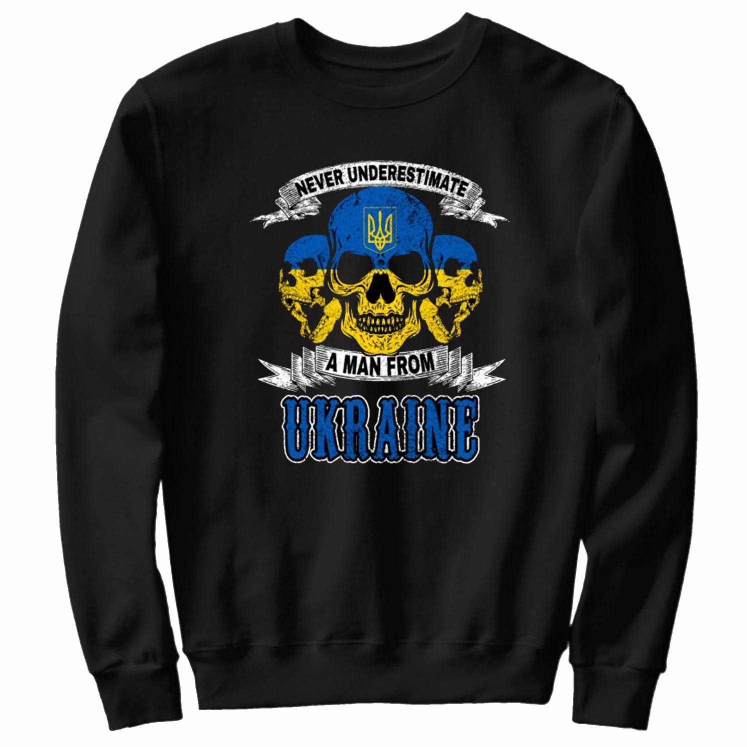

Creative Ukrainian Flag Skulls Ukraine Forever Gift Sweatshirts New 100% Cotton Casual Mens Pullover Hoodie Fashion Streetwear